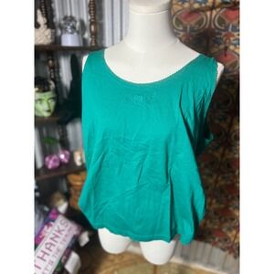 Separate Issue XL Green Tank Top Sleeveless Embroidered Flower Detail